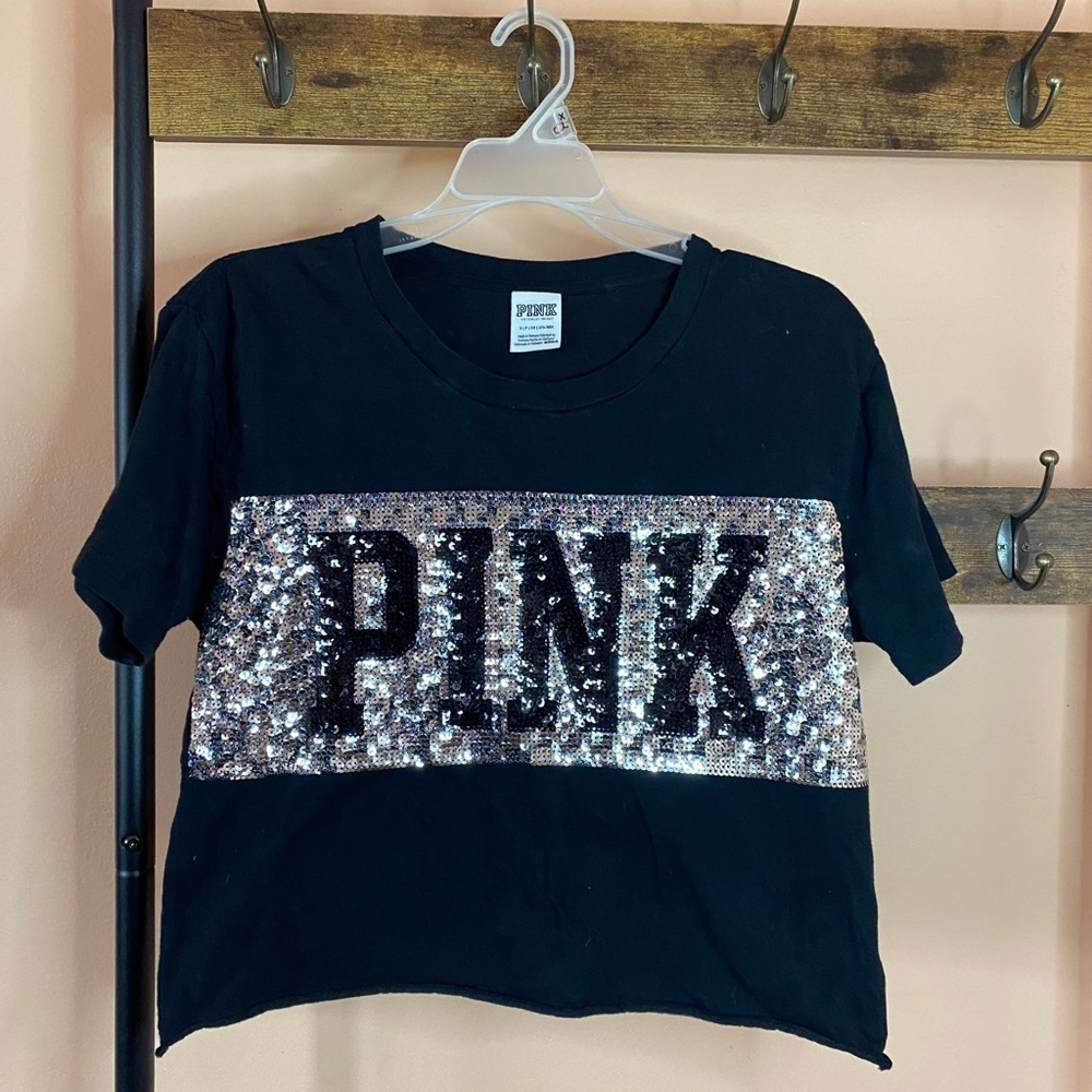 VS PINK Crop Top With Sequin Letters